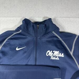 Nike Quarter Zip Ole Miss Rebels Therma Fit Navy size Large 1/4 Zip Athletic